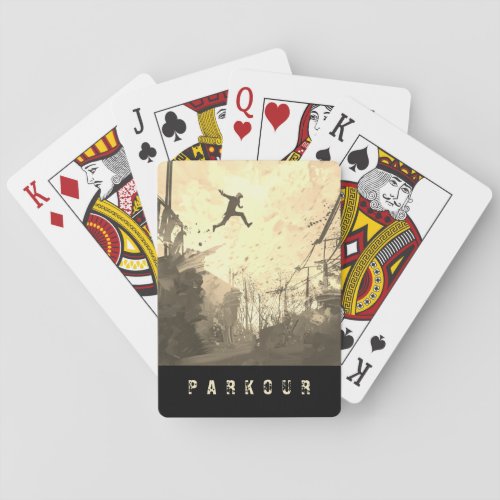 Parkour Urban Obstacle Course Modern Sepia Playing Cards