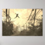 Parkour Urban Obstacle Course Modern Sepia Poster