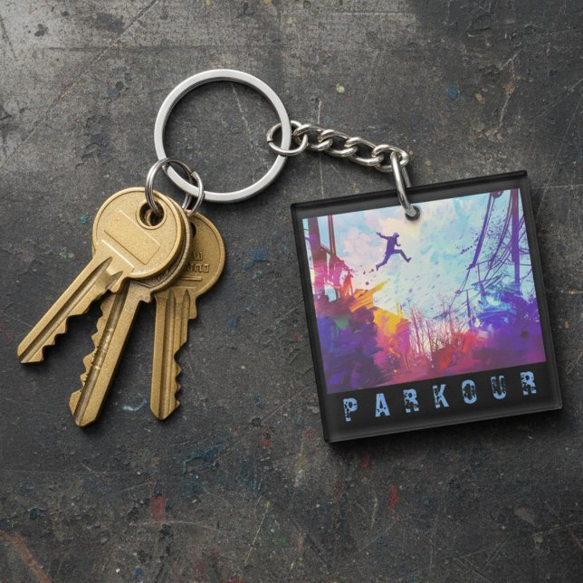 Parkour Urban Obstacle Course Modern Sports Art Keychain (Creator Uploaded)