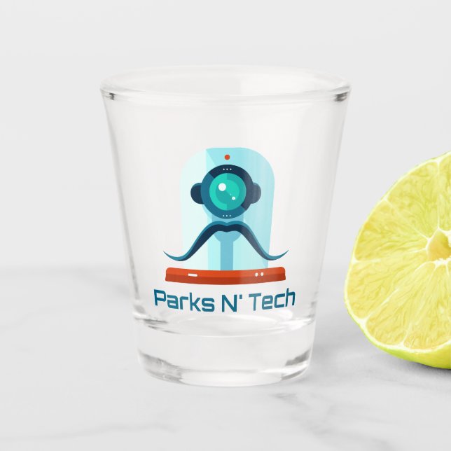 Parks N' Tech Wisdom Robot Shot Glass (Front)