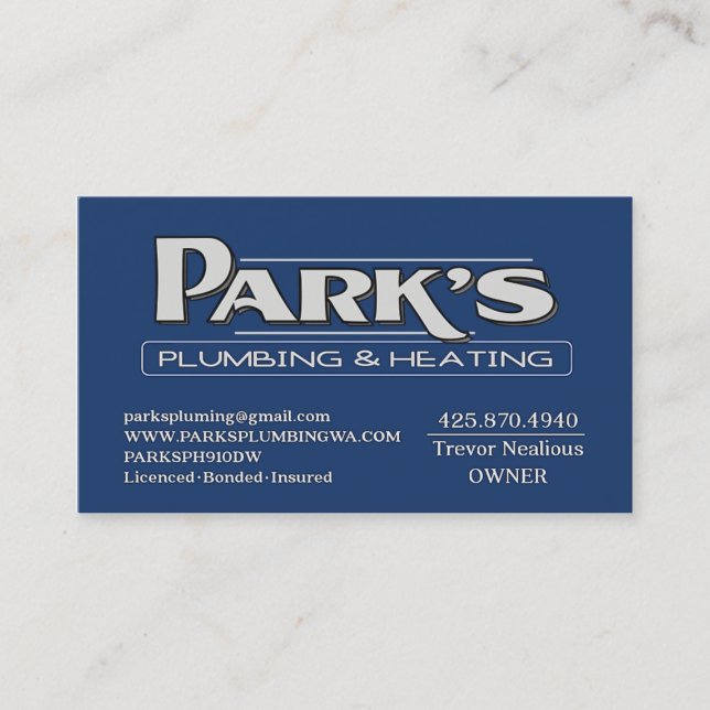 ParksPlumbing II Business Card (Front)