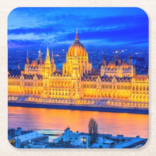 Parliament Budapest Square Paper Coaster