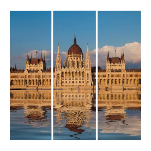 Parliament Building River Reflection Triptych