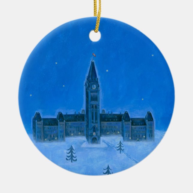 Parliament Buildings Ottawa Christmas Ceramic Ornament (Front)