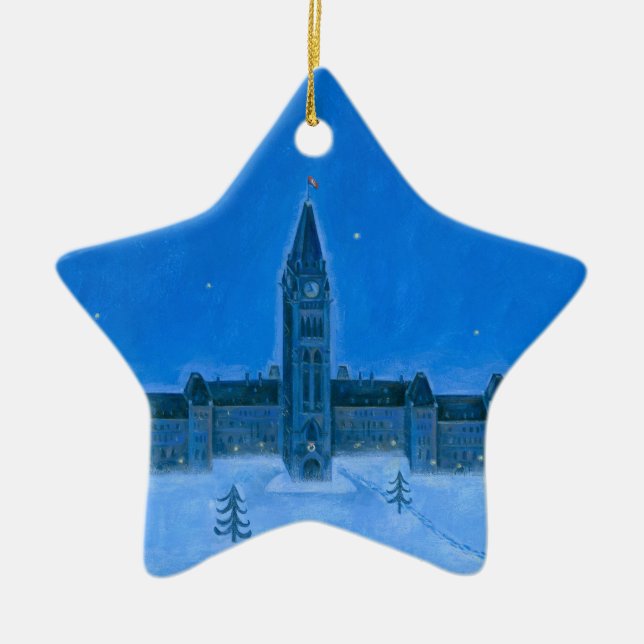 Parliament Buildings Ottawa Christmas Ceramic Ornament (Front)