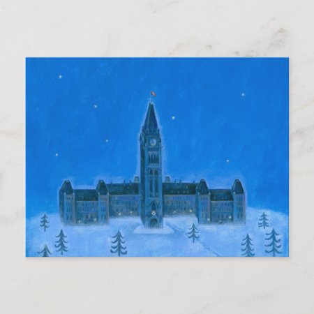Parliament Buildings Ottawa Christmas Holiday Postcard