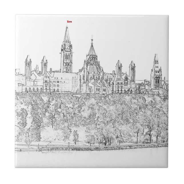 Parliament Hill in Ottawa - Ontario, Canada Ceramic Tile (Front)