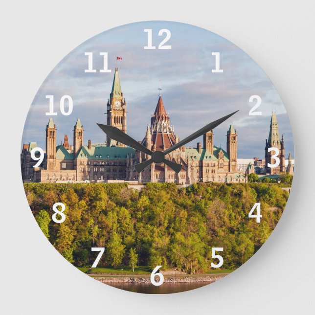 Parliament Hill in Ottawa - Ontario, Canada Large Clock (Front)