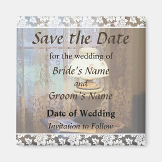 Parlor With Hurricane Lamp Save the Date Magnet