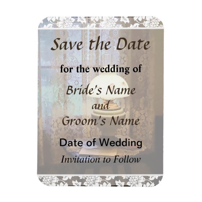 Parlor With Hurricane Lamp Save the Date Magnet (Vertical)