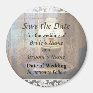 Parlor With Hurricane Lamp Save the Date Magnet