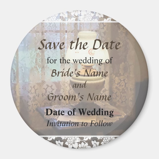 Parlor With Hurricane Lamp Save the Date Magnet (Front)