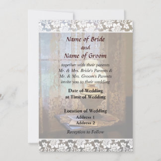 Parlor With Hurricane Lamp Wedding Products Invitation