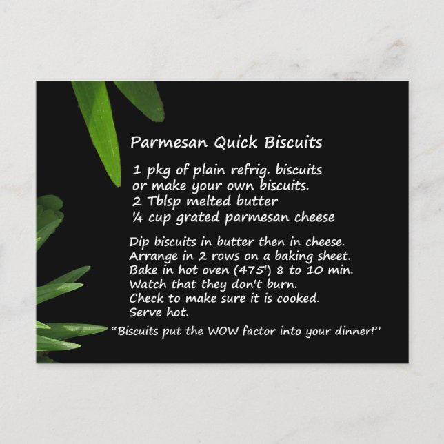 Parmesan Quick Biscuits Recipe Postcard (Front)