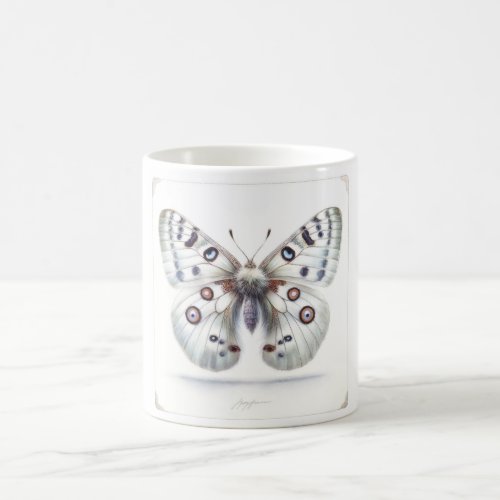 Parnassius Apollo Butterfly IREF316 _ Watercolor Coffee Mug