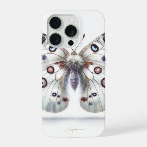 Parnassius Apollo Butterfly IREF316 _ Watercolor iPhone 15 Pro Case