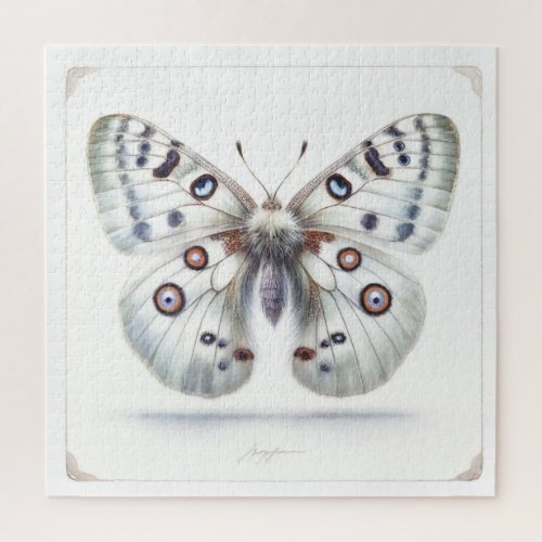 Parnassius Apollo Butterfly IREF316 _ Watercolor Jigsaw Puzzle