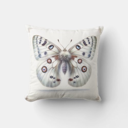 Parnassius Apollo Butterfly IREF316 _ Watercolor Throw Pillow