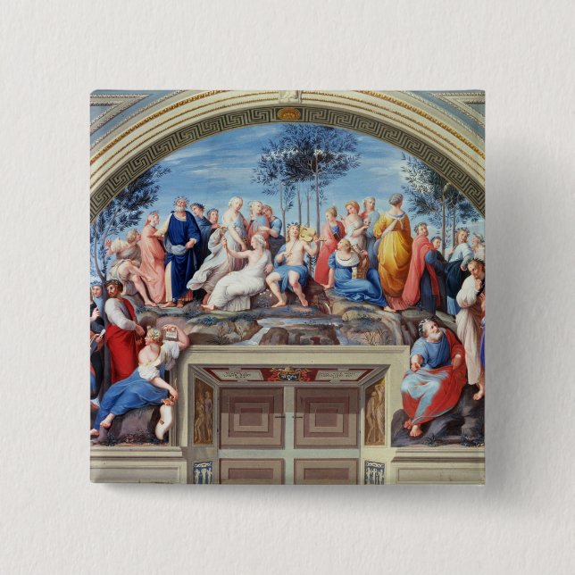 Parnassus and the Disputa, from the Stanza della S Button (Front)