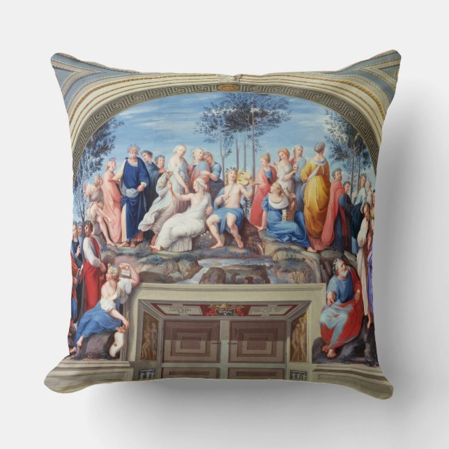 Parnassus and the Disputa, from the Stanza della S Throw Pillow (Front)