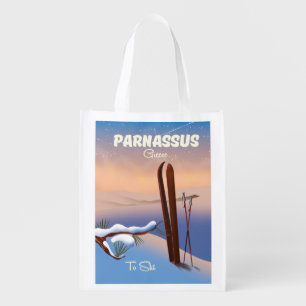 Parnassus Greece Ski travel poster Grocery Bag