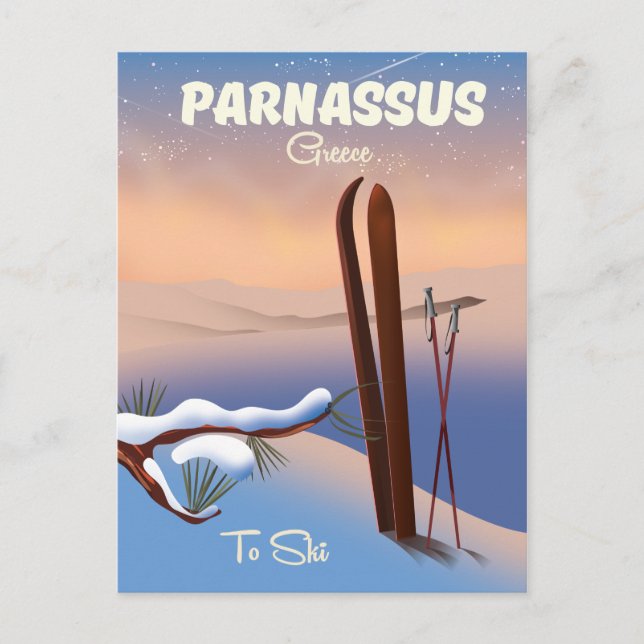 Parnassus Greece Ski travel poster Postcard (Front)