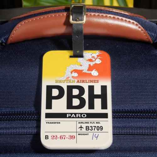 Paro PBH Bhutan Airline Luggage Tag