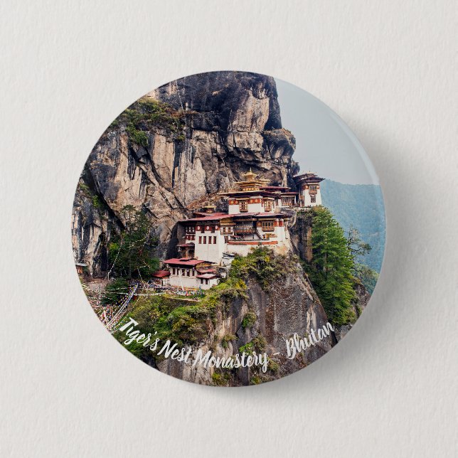 Paro Taktsang: The Tiger's Nest Monastery - Bhutan Button (Front)