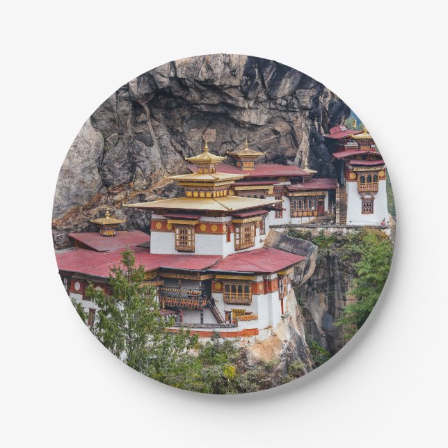 Paro Taktsang: The Tiger's Nest Monastery - Bhutan Paper Plates (Front)