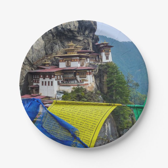 Paro Taktsang: The Tiger's Nest Monastery - Bhutan Paper Plates (Front)