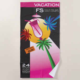 Parody Blank VHS Tape Palm Trees Beach Vacation Towel