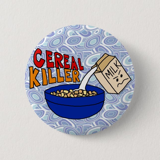 Parody Cereal Killer Breakfast Food Humor Button (Front)