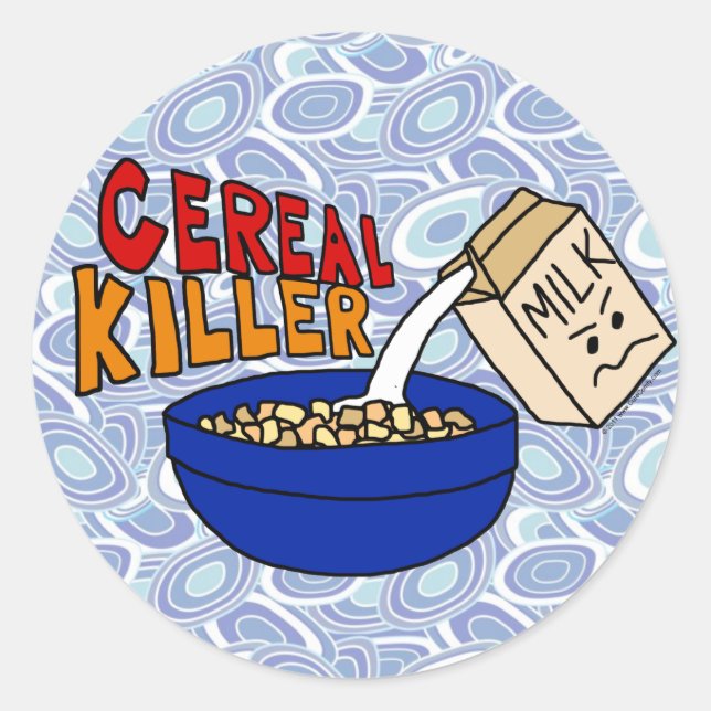 Parody Cereal Killer Breakfast Food Humor Classic Round Sticker (Front)