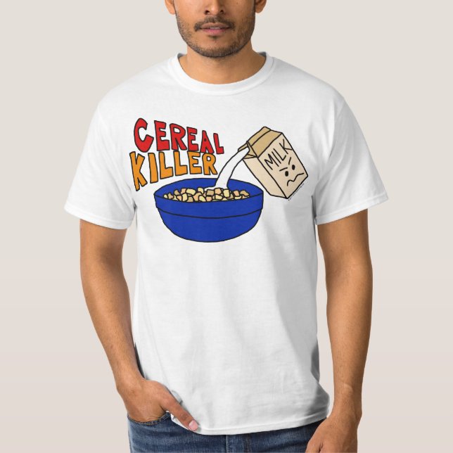 Parody Cereal Killer Breakfast Food Humor T-Shirt (Front)