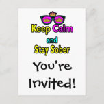 Parody Crown Sunglasses Keep Calm And Stay Sober Invitation