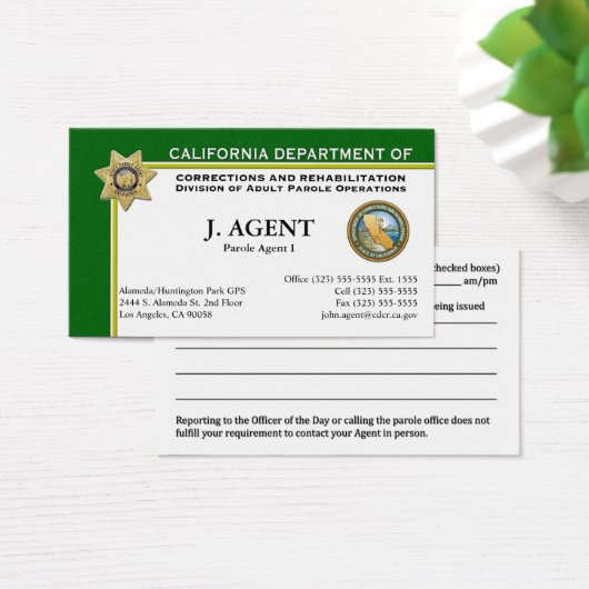 Parole Agent Business Card (Desk)