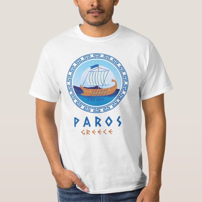 Paros, Greece Greek Ship Design Men's T-Shirt (Front)