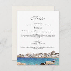 PAROS GREECE Skyline Travel Wedding Details Card