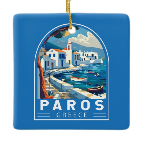 Paros Greece Travel Art Vintage Ceramic Ornament