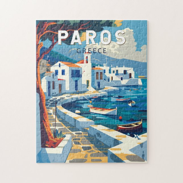 Paros Greece Travel Art Vintage Jigsaw Puzzle (Vertical)