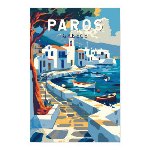 Paros Greece Travel Art Vintage Poster