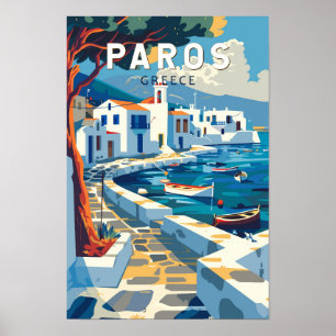 Paros Greece Travel Art Vintage Poster