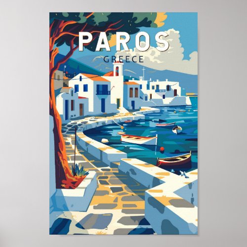 Paros Greece Travel Art Vintage Poster