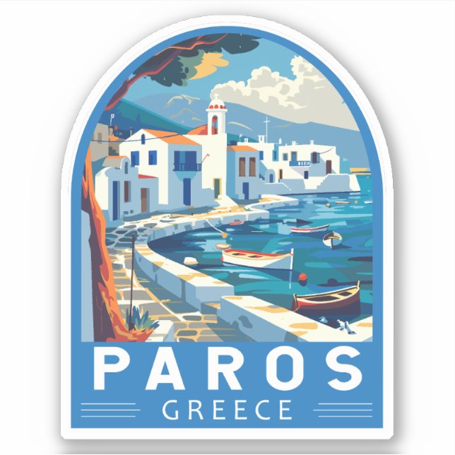 Paros Greece Travel Art Vintage Sticker (Front)