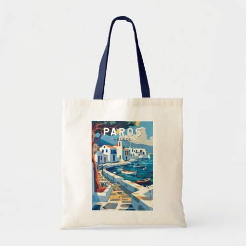 Paros Greece Travel Art Vintage Tote Bag