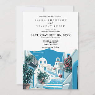 Paros Greece Wedding Invitation Retro