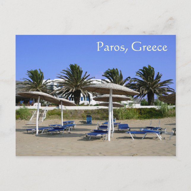 Paros Island, Greece Beach Umbrellas Postcard (Front)
