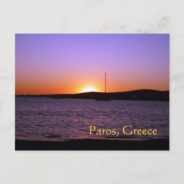 Paros Island, Greece, Sunset Sail Postcard (Front)