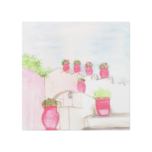 Paros Streets View with Bougainvillea Trees _ Char Gallery Wrap