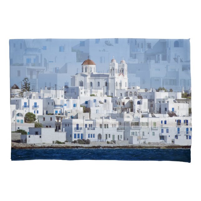 Paros Village Naoussa Island View Pillow Case (Front)